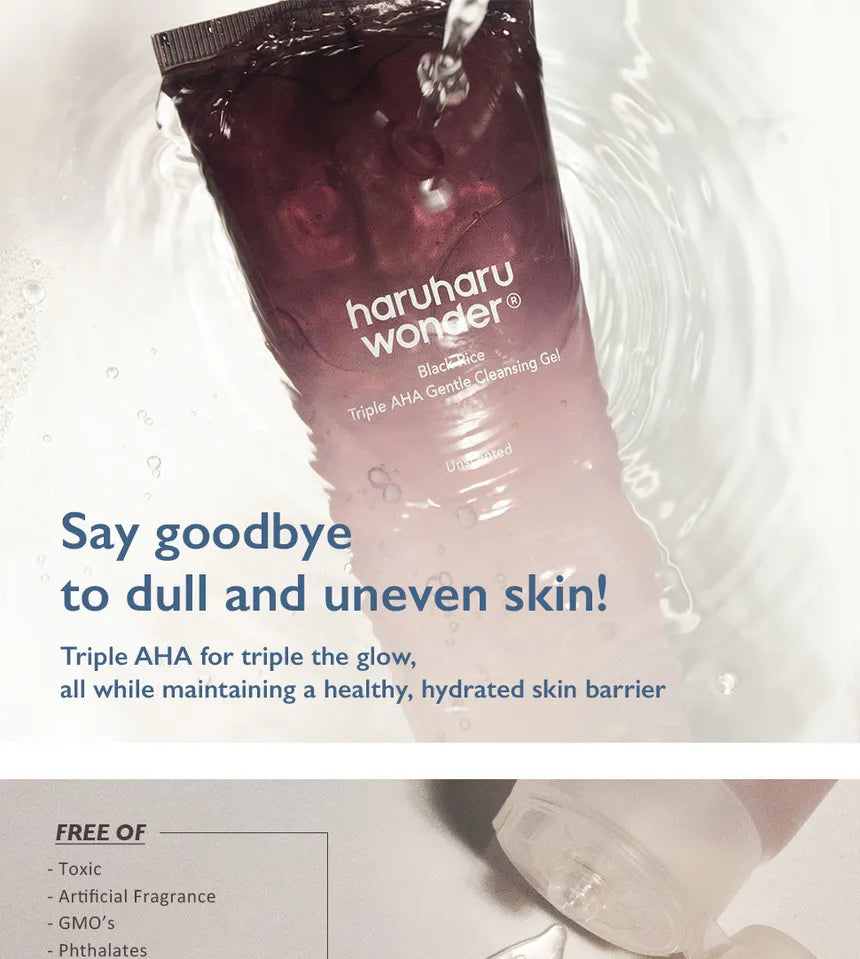 HARUHARU WONDER - Black RiceTriple AHA Gentle Cleansing Gel 100ml - Dolly Jolly